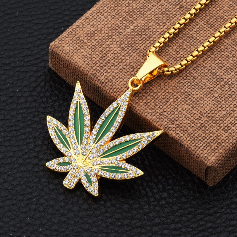 Rhinestone Weed Pendant Neckla - огляд і ціна Dry Herb Vaping Accessories