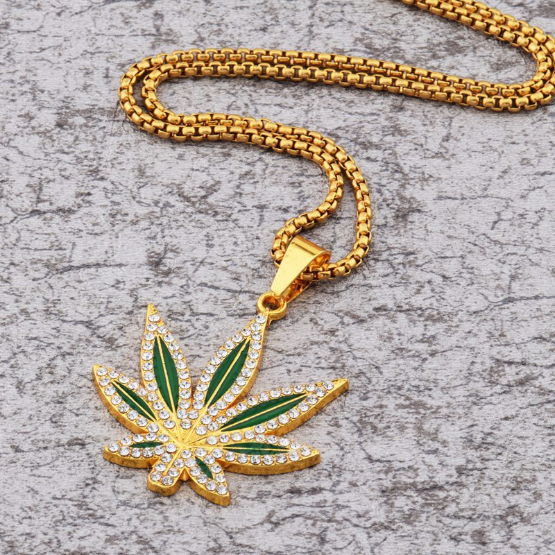 Rhinestone Weed Pendant Neckla - огляд і ціна Dry Herb Vaping Accessories